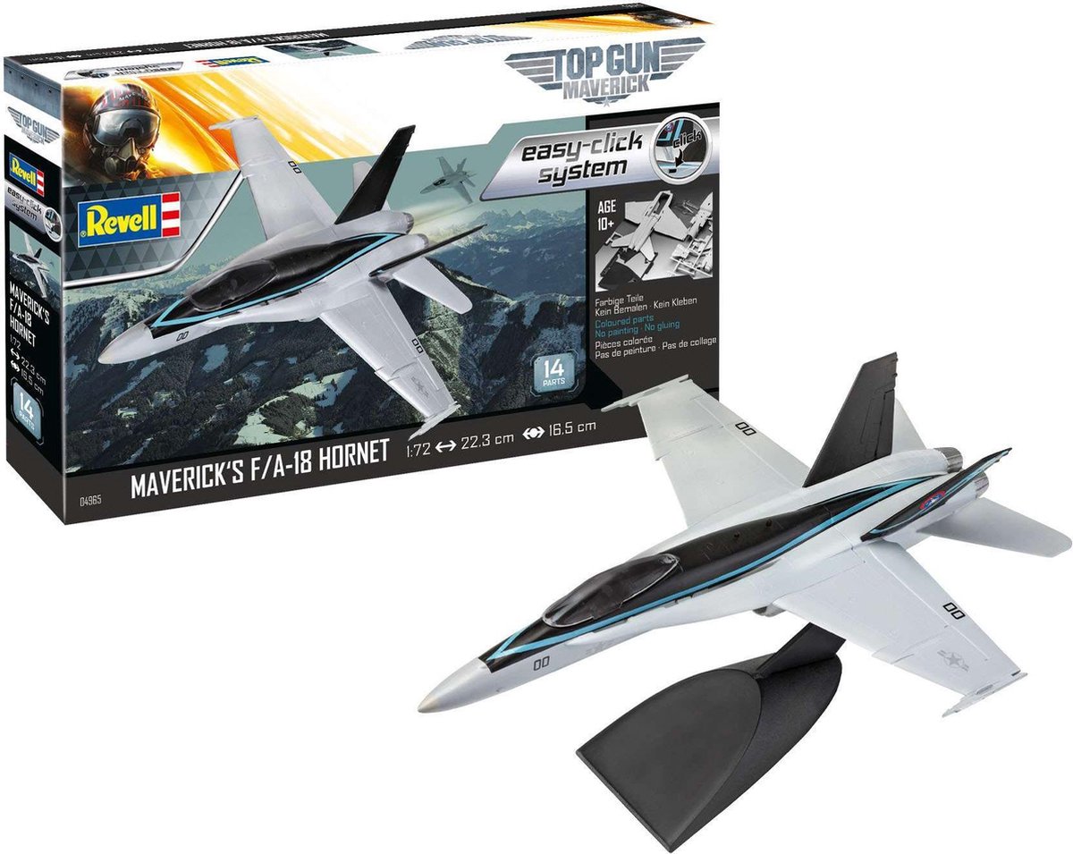 Revell Modelbouwpakket Militaire voertuigen - 04965 Maverick#039 F/A-18 Hornet -Top Gun- - Easy Click System Plastic - 1:72 - Modelbouw