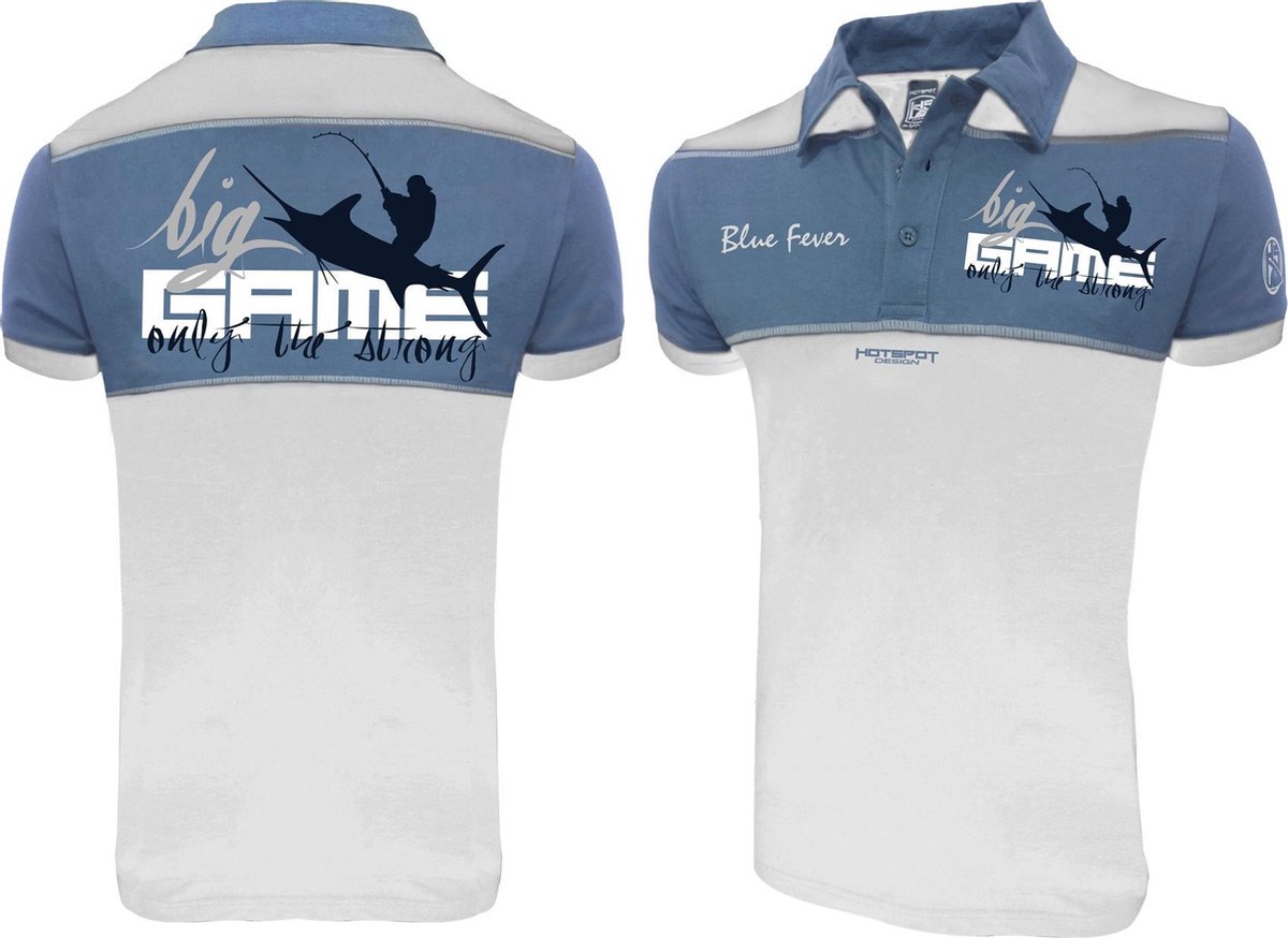 Hotspot Design Big Game 2.1 Korte Mouw Poloshirt Wit,Blauw XL Man