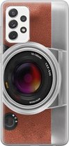 Leuke Telefoonhoesjes - Hoesje geschikt voor Samsung Galaxy A52 5G - Vintage camera - Soft case - TPU - Print / Illustratie - Bruin