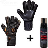 Elite Black Real Keepershandschoenen + Gladiator Sports Handschoenenreiniger Wash - Maat 7