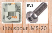 Inbusbout M5 X 20mm RVS Bolkop 25 Stuks