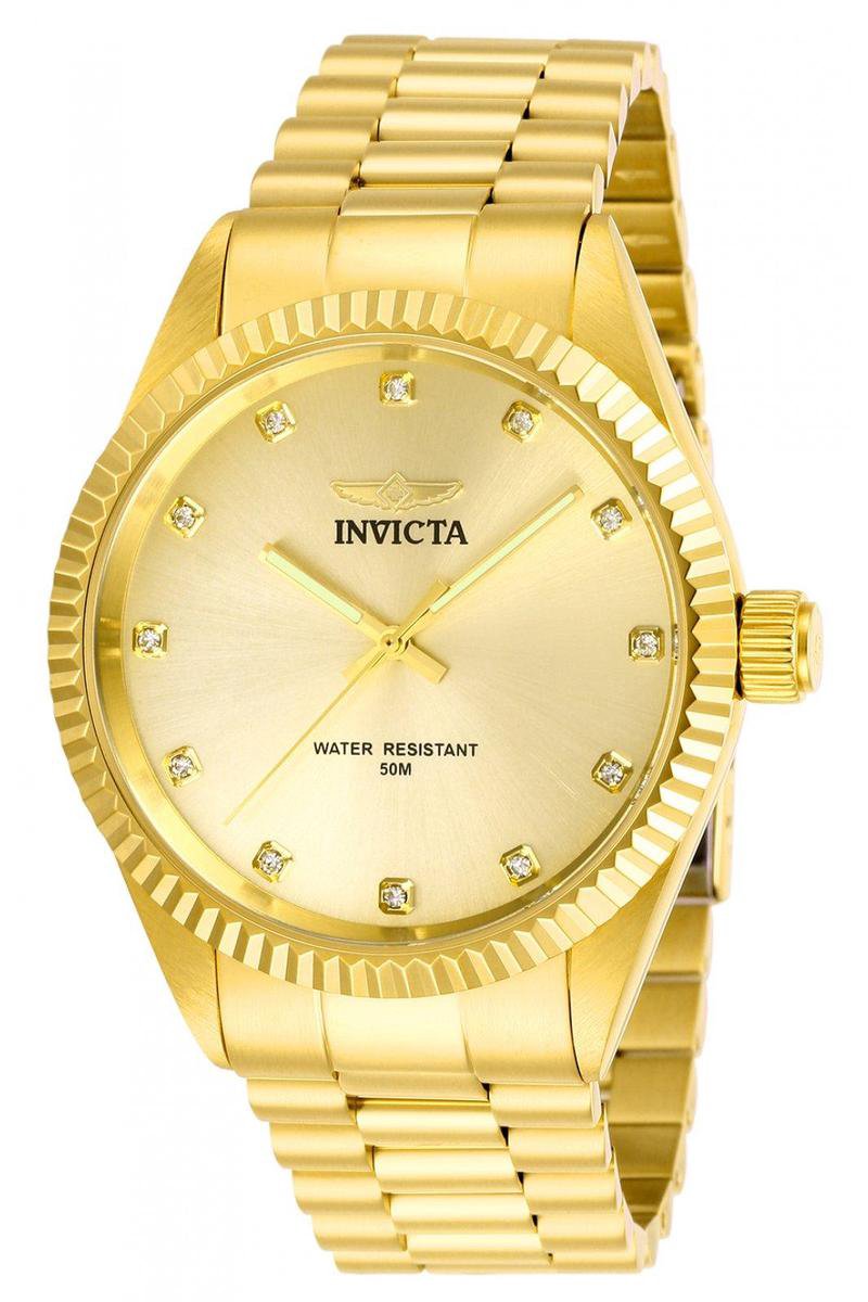 Invicta Specialty 29504 Heren Horloge - Waterdicht - Analoog - Quartz Uurwerk - Roestvrij Staal met gouden Wijzerplaat - 43mm