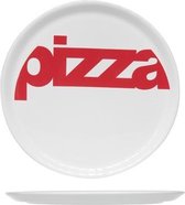 Pizzabord Ø29cm - wit - rode tekst pizza