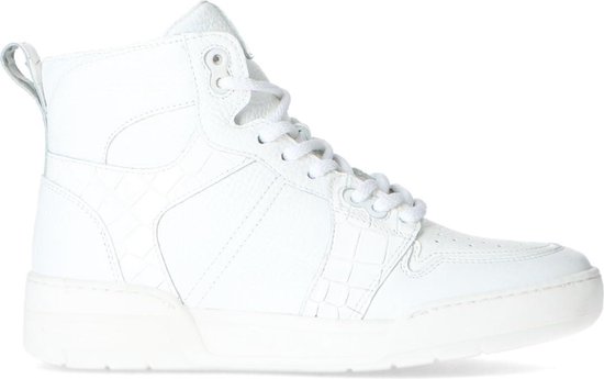 Manfield - Dames - Hoge witte sneakers met croco detail - Maat 42 | bol.com
