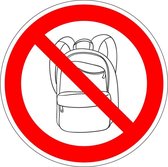Rugtassen en backpack verboden sticker 300 mm