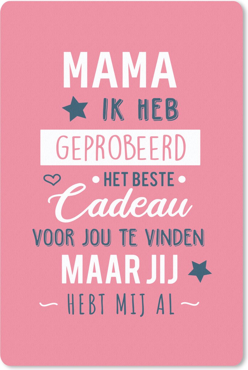 Muismat Moederdag - Moederdag quote 'Mama jij hebt mij al' op een roze achtergrond muismat rubber - 18x27 cm - Muismat met foto