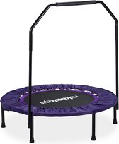 Relaxdays fitness trampoline met stang - opvouwbare trampoline - indoor - tot 120 kg