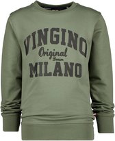 Vingino Sweater Milano Jongens Katoen Legergroen/zwart Mt 152