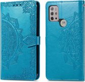 iMoshion Hoesje Geschikt voor Motorola Moto G30 / Moto G20 / Moto G10 Power / Moto G10 Hoesje Met Pasjeshouder - iMoshion Mandala Bookcase - Turquoise