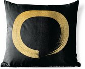 Buitenkussens - Tuin - Cirkel van gouden glitter op een zwarte achtergrond - 60x60 cm