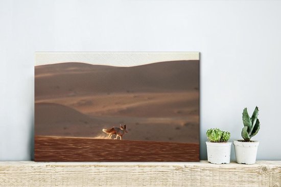 Un renard du désert se promène dans le désert Toile 30x20 cm - petit - Tirage photo sur toile (Décoration murale salon / chambre) / Animaux sauvages Peintures sur toile