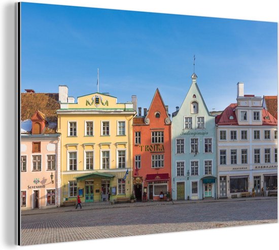 Kleurrijke huizen in het Stadshart van Tallinn Aluminium 60x40 cm - Foto  print op... | bol.com