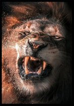 Fighting Lion A0 botanische jungle dieren poster