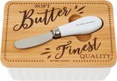 Riviera Maison Botervloot met Deksel - Finest Quality Butter Dish - Wit - Porselein