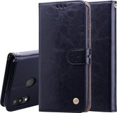 Zakelijke stijl olie wax textuur horizontale flip lederen case voor Galaxy M20, met houder & kaartsleuven & portemonnee (zwart)