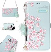 Voor Galaxy S8 Sakura Flower Pattern Horizontale Flip Leather Case met houder & kaartsleuven & Pearl Flower Ornament & Chain