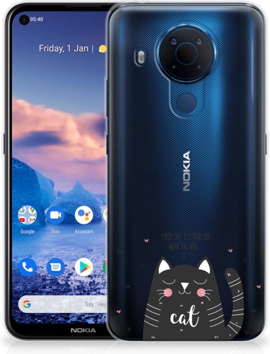 Nokia 5.4 Telefoonhoesje met Naam Cat Good Day