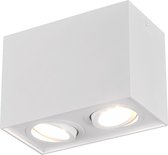 LED Plafondspot - Iona Bisqy - GU10 Fitting - 2-lichts - Rechthoek - Mat Wit - Aluminium