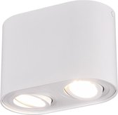 LED Plafondlamp - Plafondverlichting - Iona Cosmin - GU10 Fitting - 2-lichts - Rechthoek - Mat Wit - Aluminium