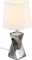 LED Tafellamp - Iona Aneby - E14 Fitting - Rond - Glans Chroom - Keramiek/Textiel