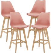 Barkruk set van 4 kunstleer en beuken 105x48x58 cm roze