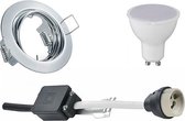 LED Spot Set - Iona - GU10 Fitting - Inbouw Rond - Glans Chroom - 6W - Helder/Koud Wit 6400K - Kantelbaar Ø83mm