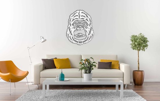 Décoration murale - Tête de Gorilla - XS - 30x23cm - AshwoodWhite - décoration murale - Line Art