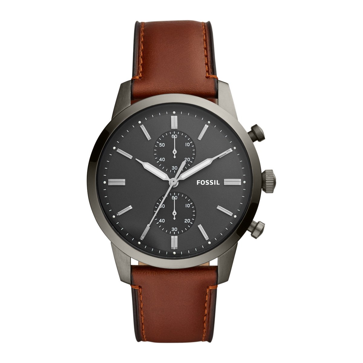 Fossil Townsman Horloge - Fossil Herenhorloge - Antraciet - diameter 44 mm - kleur gecoat roestvrij staal