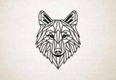 Line Art - Wolf 2 - L - 107x82cm - Zwart - geometrische wanddecoratie