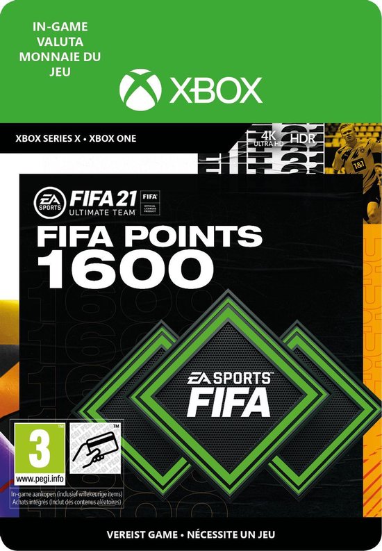 1.600 FUT Punten - FIFA 21 Ultimate Team - In-Game tegoed – Xbox One/Series Download - NL