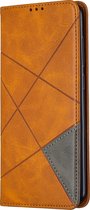 Xiaomi Redmi Note 9 Hoesje - Mobigear - Rhombus Slim Serie - Kunstlederen Bookcase - Cognac - Hoesje Geschikt Voor Xiaomi Redmi Note 9
