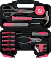 Bol.com Kinzo Gereedschapsset 39 Stuks - Voor Huishoudelijk Gebruik - Pink aanbieding