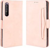 Voor Sony Xperia 1 II Wallet Style Skin Feel Calf Pattern Leather Case, met aparte kaartsleuf (roze)