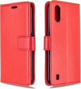 Voor Galaxy A01 Crazy Horse Texture Horizontal Flip Leather Case met houder & kaartsleuven & portemonnee & fotolijst (rood)