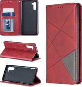 Ruit textuur horizontale flip magnetische lederen tas met houder en kaartsleuven en portemonnee voor Galaxy Note10 (rood)