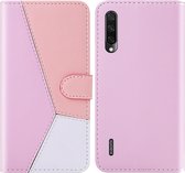 Voor Xiaomi Mi A3 Lite / Mi CC9 Tricolor stiksels Horizontaal Flip TPU + PU lederen tas met houder & kaartsleuven & portemonnee (roze)
