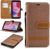 Kleuraanpassing Denim Texture lederen tas voor Xiaomi Redmi 6 / 6A, met houder & kaartsleuven & portemonnee & lanyard (bruin)