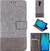 Voor Xiaomi Redmi Note 8 Pro MUMXA MX102 Horizontale flip canvas stiksels lederen tas met houder & kaartsleuven & portemonnee (grijs)