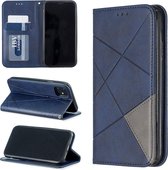 Ruit textuur horizontale flip magnetische lederen tas met houder en kaartsleuven en portemonnee voor iPhone 11 (blauw)