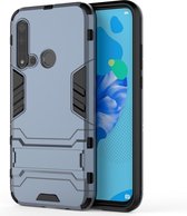 Shockproof PC + TPU Case voor Huawei P20lite 2019 / Nova5i, met houder (marineblauw)
