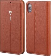 Voor iPhone XS Max GEBEI PU + TPU horizontale flip beschermhoes met houder en kaartsleuven (bruin)