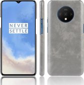 Voor OnePlus 7T schokbestendige Litchi Texture PC + PU-hoes (grijs)