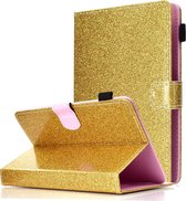 Voor 8 inch tabletvernis Glitterpoeder Horizontale flip lederen tas met houder en kaartsleuf (goud)