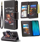 Voor Xiaomi Redmi Note 8 Pro Gekleurd Tekeningpatroon Rits Horizontaal Flip Leren Tas met Houder & Kaartsleuven & Portemonnee (Beer)
