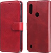 Voor Motorola Moto E6s Klassieke Kalfsstructuur PU + TPU Horizontale Leren Flip Case, met Houder & Kaartsleuven & Portemonnee (Rood)