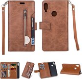 Voor Xiaomi Redmi Note 7 / Note 7 Pro / Note 7S Multifunctionele Rits Horizontale Flip Leren Case met Houder & Portemonnee & 9 Kaartsleuven & Lanyard (Bruin)