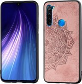 Voor Xiaomi Redmi Note 8, ProEmbossed Mandala-patroon PC + TPU + stoffen telefoonhoes met lanyard en magnetisch (rosÃ©goud)