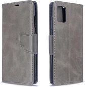 Voor Galaxy A51 retro lamsvacht textuur pure kleur horizontale flip pu lederen case met houder & kaartsleuven & portemonnee & lanyard (grijs)