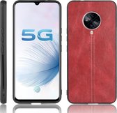 Voor Vivo S6 schokbestendig naaien Koe patroon Skin PC + PU + TPU Case (rood)