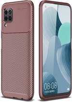 Voor huawei nova 6 se kever serie koolstofvezel textuur schokbestendig tpu-hoesje (bruin)